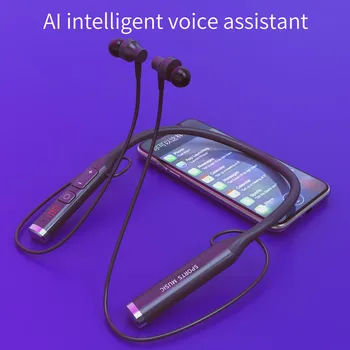 Безжични Bluetooth слушалки С 5,0 Шейным ръб, Шумоподавляющие HD Музика, Водоустойчива Спортна Слушалки, Поддръжка на Възпроизвеждане FM радио TF карта