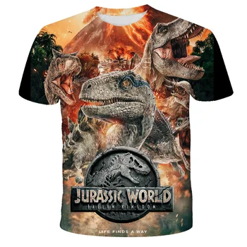 Безплатна Доставка Тениска За момчета, Модни тениски с динозавром, тениски с 3D-принтом 