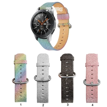 Блестящ Брилянтен Кожена Каишка за Часовник Каишка за Samsung Galaxy Watch3 45 мм на Часовника 46 мм Gear S3 Смарт Часовника 22 мм и Каишка за Китката
