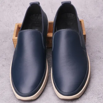 Брандираната нова Мъжки Ежедневни обувки От естествена кожа, Дишащи мъжки дизайнерски лоферы без закопчалка, луксозни дизайнерски мъжки обувки на плоска подметка M838