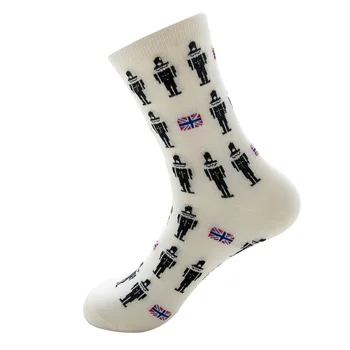Британски Стил Чорапи С Фигура На Войник От Картун Дамски Памучни Бели Дълги Чорапи Основни Чорапи Забавни Чорапи Пролетта Чорапи До Бедрото,