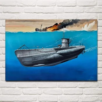 Вид на военноморска арт U Boot VIIC на подводница от Втората световна война немски плакати на стената картина начална дневна украса за спални MC793
