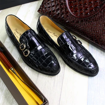Висококачествени кожени лоферы с цип, на копчета и Рибно Модел, ръчно изработени Обувки, Тенденция Офис Мъжки Официалната Обувки, Банкетная Сватбени обувки