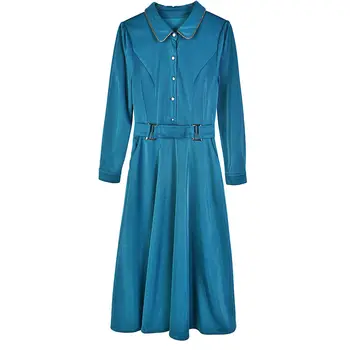 Висококачествено рокля-риза За жени 2022, Есента Рокля за Майките на средна възраст, на малка Японска Модно Рокля с Дълъг Ръкав с Голям Размер, един женски Халат T173