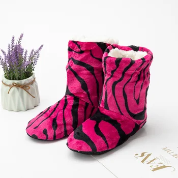 Външна обувки с леопардовым принтом, Топло Меко Кадифе Домашни Обувки, Нескользящие Дамски Обувки