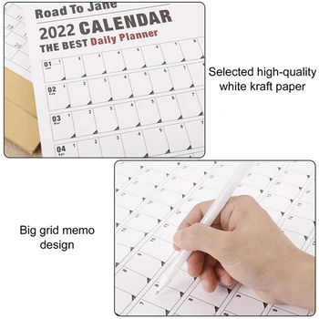 Годишния План за 2022 Година Стенен Календар Дневен График със Стикер 12 Месеца през Цялата Година Голям Стенен Календар план за Планиране на Обучение