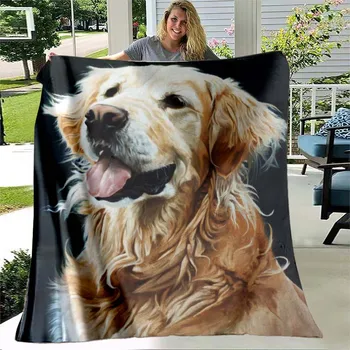Голдън Ретривър сладко куче Художествен модел фланелевое Одеяло супер меко лесно за легла и разтегателен одеяло king queen размер