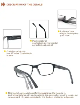 Големи Очила За Четене Мъжки Големи Правоъгълни Рамки от Очила За Четене Пружинен Шарнир Висококачествена и Удобно Облекло с Диоптриями