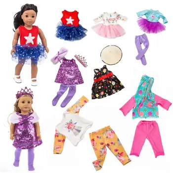 Гореща 7 бр./компл., подходящо облекло за кукли-американки, 18-инчовата кукла, подарък за Коледа за момиче (продава се само дрехи)