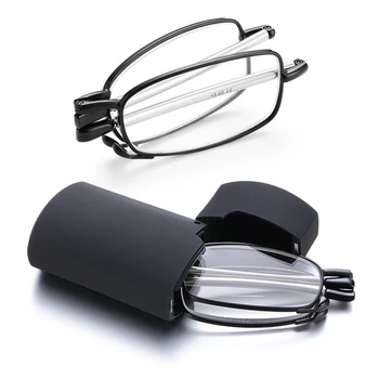 Горещите Модни МИНИ-Дизайнерски Очила За Четене, Мъжки И Женски Сгъваеми Малки Очила В Рамки, Черни Метални Очила С Оригиналната Кутия, Преносими