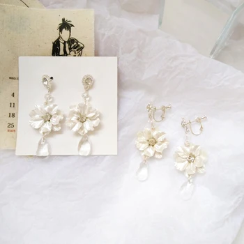 Горска система на смола цвете обеци темперамент женски малко чист стъклен висящи обеци необичайни дамски бижута подаръци парти сватба