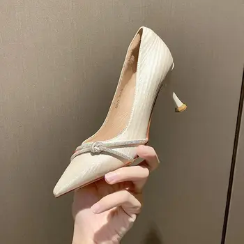 Дамски Обувки на ток За Момичета 2022 Пролет Есен Нова Мода Високи Токчета Ток Червен Chaussure Femme Zapatos Mujer пикантни летни сандали