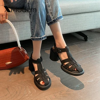 Дамски сандали на платформа на Трафика на Лятото на 2022 г. Елегантни дамски обувки на среден ток Scarpans Обувки на токчета Meri Сандали дамски обувки лодка