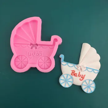 Детска количка играчка шоколадови бонбони, силиконова форма карикатура играчка кола честит рожден ден на мухъл