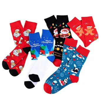 Забавни Коледни Чорапи Коледа Дядо Коледа Дърво Снежинка Лосове Сняг Човечето Човече Памучен Тръба На Екипажа Щастлив Чорап Мъже Подаръци За Нова Година Така