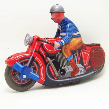 [Забавно] Класическа колекция Ретро часовников механизъм мотоциклет играчка Завийте Металната Лидице Обратно да се Вози на мотоциклет Механична играчка детски подарък