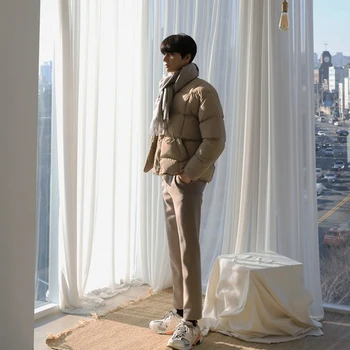 Зимна удебелена памучен стеганая яке IEFB, мъжко късо, зимно палто с яка-поставка за мъже, свободна корея, модни дрехи 9Y4776