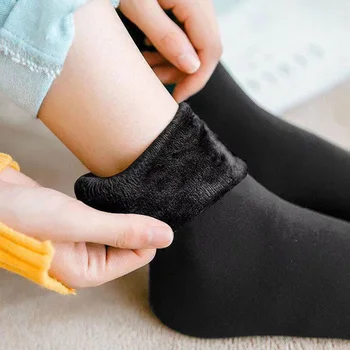 Зимните Плюс Кадифено Меки Дамски Чорапи, Обикновена Изолирана Топли Зимни Чорапи, Модни Меки Къси Чорапи За Сън