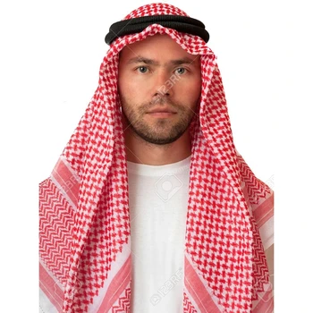 Ислямска Дрехи Мъжки Молитвени шапки Дубай Традиционните Костюми Мюсюлмански Аксесоари Тюрбан Молитва Шапка Карирани забрадка 135*135 см