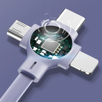 Кабел за зареждане Micro USB Type C СВЕТКАВИЦА 3 в 1 Разтегателен с Поставка За Телефон iPhone Xiaomi 1 м Творчески Кабел на Зарядно Устройство