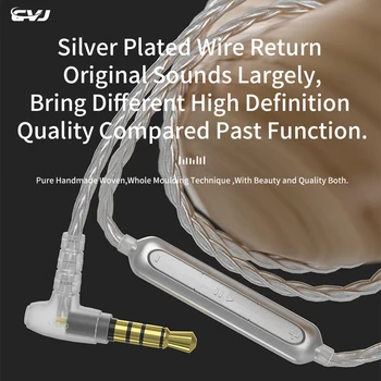 Кабел за обновяване на слушалки CVJ V7 2 pin 0,75 мм 0,78 мм бескислородный меден, сребърен кабел за слушалки CSA Angel Wing висока степен на чистота