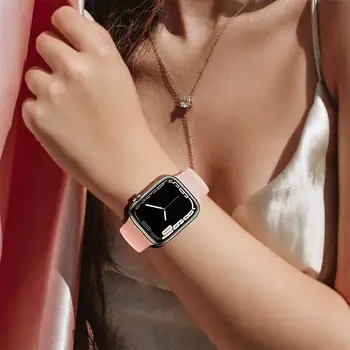 Каишка За Apple Watch Band 44 мм 40 мм 45 мм 41 мм 42 мм и 49 мм Силиконов Маншет с двойно ключалката Correa iWatch Series 6 4 3 SE 7 8 ultra