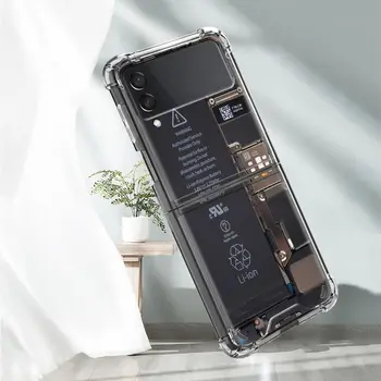 Калъф с предпазна Възглавница за Samsung Galaxy Z Flip3 5G Сгъваем Мек Калъф Z Flip 3 Оцветени Сгъваем Калъф за Телефон под формата на Миди Ретро Реколта Камера