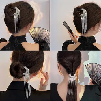Китайската Пискюл Метална Пръчка За Косата на Жените Перлена Разклона За Коса На Пръчки Женски Накити За Възрастни Аксесоари DIY Инструменти За Дизайн Прически
