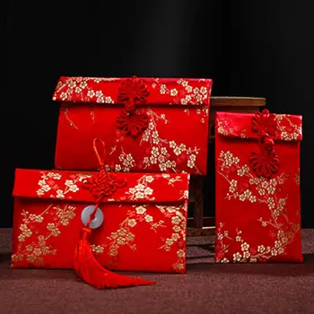Китайски Възел Червен Плик Подарък Пакет Изискан Цветен Джоб За Пари Висококачествени Сватбени Чанти с Пискюли