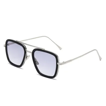Класически Мъжки Квадратни Слънчеви Очила на Марката Дизайн Мъжки Метални Слънчеви Очила Ретро UV400 Нюанси Очила Oculos de sol