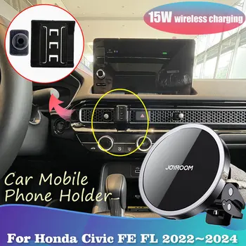 Кола, Телефон за Honda Civic FE FL 11th Генерал 2022 2023 2024 GPS Магнитен Клип Поддръжка на Безжична Бързо Зареждане Аксесоари за iPhone