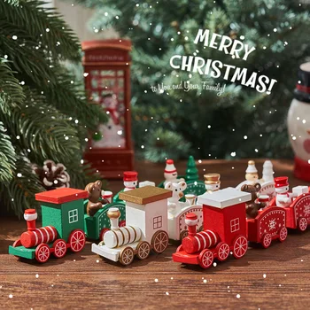 Коледна Украса от Дървен/пластмасов Влак Начало Декор Коледен Орнамент Весела Коледна Украса за Коледната Украса 2023
