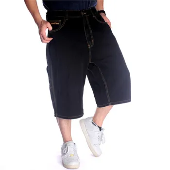 Летни Свободни Мъжки Дънкови къси Панталони в стил хип-хоп, всеки ден на Модерни Универсални Дънки, Мъжки Широки шорти с бродерия и много Джобове, Размер 30-46