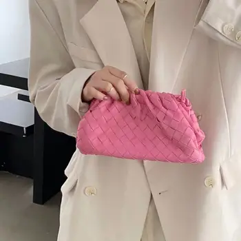 Луксозен Дамски Тканая Чанта от Мека Изкуствена кожа, Чанти през Рамото си, през Рамо, за Жени 2022, Модни Дамски чанти и Дамски чанти-скитник