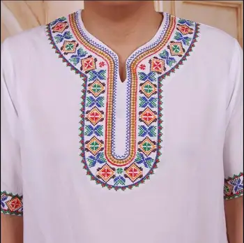 Лятна тениска С Къс ръкав Синцзян-Уйгурская Китайска Етническа Бродерия Мъжки Потник Performance