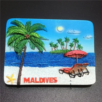 Малдивите Анаглиф Творчески Пейзаж Туристически Паметник на Магнитен Малдивите 3D Смола Хладилник Пътен Спомен Декорация на Дома