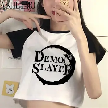 Манга Demon Slayer Тениска За Жени Nezuko Kimetsu No Yaiba Harajuku Съкратен Топ Тениска Tanjirou Камадо Върховете На Японския Аниме Тениска Готическия
