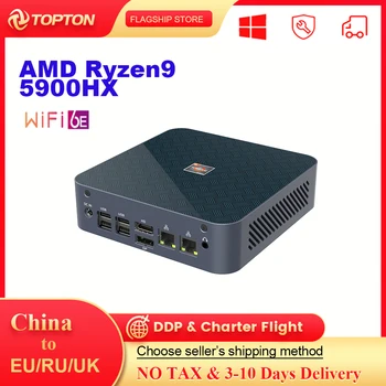 Мини PC Topton AMD Ryzen 9 5980HX 5900HX Windows 11 Dual LAN NVMe SSD Vega 8 Графичен Десктоп КОМПЮТРИ компютърни Игри Type-C WiFi