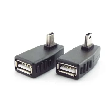 Мини USB 5Pin Включете към USB Женски 90-Градусов Ъгъл аудио Конвертор захранващият кабел OTG Адаптер за Кола за MP3 Таблети Телефон U-Диск w