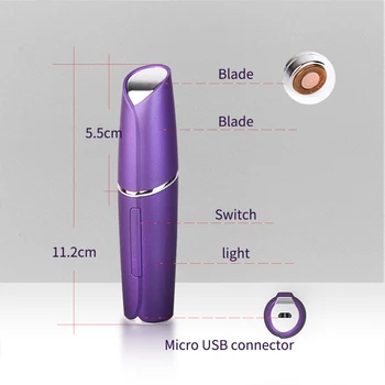 Мини-женски Эпилятор Безболезнено обезкосмяване на устните и бузите Дама Razor Самобръсначка USB Акумулаторна