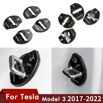 Модел 3 Автомобилен Автоматично Заключване на вратите Ключалката на Кутията За Tesla, Модел 3 2021 2022 Аксесоари Автоматично Заключване на вратите От Въглеродни влакна и Алуминиева Сплав Три Модел