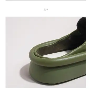 Модерен Дамски Летни обувки, Нови Зелени Дамски Чехли на платформа, Дизайнерски Чехли, Улични Плажни Чехли, Кожени Чехли на равна подметка