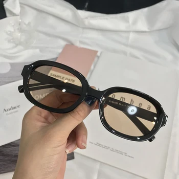 Модни Vintage Слънчеви Очила Дамски Маркови Дизайнерски Овални Огледални Слънчеви Очила Дамски Ретро Черни Рамки Цветни Gafas De Sol
