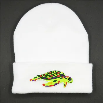 Мультяшная костенурка с бродерия, Утепленная вязаная шапка зимна топла шапка, шапка-бини, шапка за деца, мъже, жени, 360
