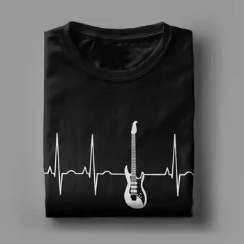 Мъжка Електрическа Heartbeat Player Тениска Музикална Памучни Дрехи Забавни Тениски с Къс Ръкав и Деколте, Плюс Размера на Тениски