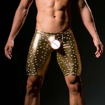 Мъжки Сексуални Ежедневни Панталони От Полиестер, Мода 2020, Звездна Кожа, Забавна Сатен Пижами За Почивка, Гамаши, Къси