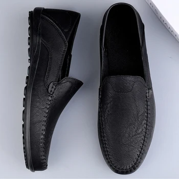Мъжки кожени обувки, луксозни марка 2022, ежедневни мъжки лоферы, мокасини, дишащи слипоны, черна мъжка марка обувки за шофиране