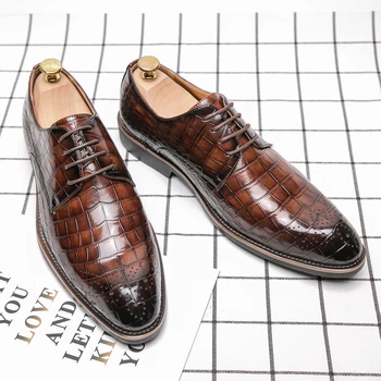 Мъжки модел обувки Misalwa с Крокодиловым модел, Ежедневни Мъжки Бизнес Обувки, Британска Ежедневни Официалната мъжки обувки за партита