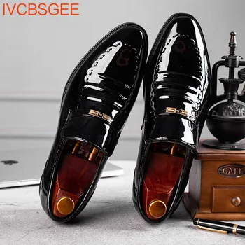 Мъжки официални бизнес модела обувки с остри пръсти, Модерен Офис обувки с катарама, Големи Размери 38-48, мъжки вечерни Сватбени обувки