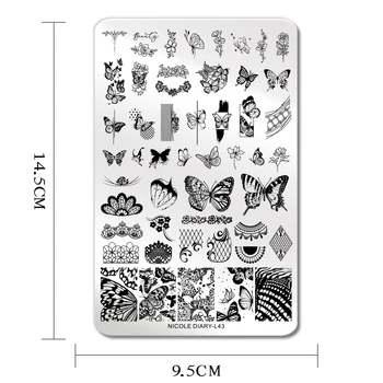 НИКОЛ Дневник Голям е Размерът на Пеперуда Изображение на Ноктите Пробиване на Плочи Цвете Лист на Дантела Шаблони за Печат Цветен Дизайн на Шаблон за Печат